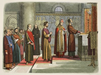 The barons swear to achieve their liberties, 1214, from A Chronicle of England BC 55 to AD 1485, pub. London, 1863 by James William Edmund Doyle